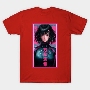 Anime Race Girl | Quality 3D Anime Artwork | Pink Red Black Blue Chibi Manga Anime Art T-Shirt